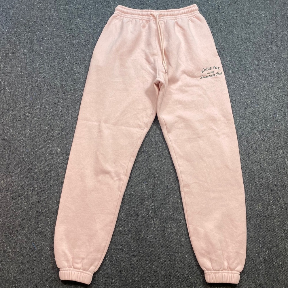 White Fox Essentials Club Sweatpants Sz XS Womens Pink Streetwear Logo Joggers